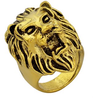                       MissMister Gold plated Brass, Lion Head, heavy Fashion finger ring Men                                              