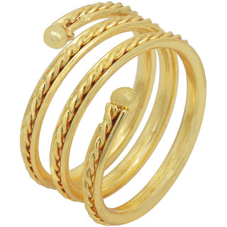                       MissMister Gold Plated Spiral Triple Band Snake Design Fashion Finger Ring Women Girls                                              