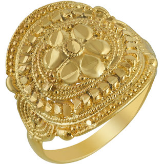                       MissMister Gold Plated Brass Cap Shaped Floral Design Fashionable Finger Ring for Women Girls                                              