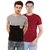 Ample Multicolour Kintted Cotton Round Neck Casual Men T-shirts pack of 2
