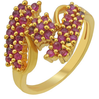                       MissMister Gold plated Synthetic Burma Ruby Fashion finger ring Women                                              
