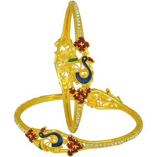                       MissMister Gold Plated CZ & Meenakari Ethnic Traditional Bangle Set Bridal Jewellery for Women                                              