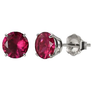                       Ruby/manik stud earrings lab certified & precious stone ruby(chuni)stone earrings in silver by CEYLONMINE                                              