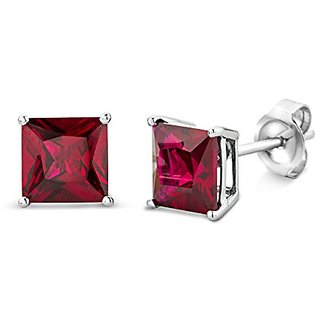 CEYLONMINE- Ruby silver earrings IGI Ruby stone stylish stud earrings for Women & Girls CEYLONMINE- Ruby silver earrings IGI Ruby stone stylish stud earrings for Women & Girls