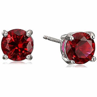                       CEYLONMINE- Natural Ruby silver Plated Earring Lab Certified & Unheaed IGI Ruby(chuni) stone Earrings For Girls & Women                                              
