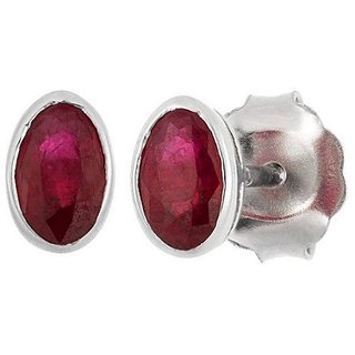                       92.5 sterling silver ruby(manik) earrings unheated  lab certified ruby stud earrings By CEYLONMINE                                              