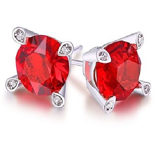                       Ruby/manik stud earrings lab certified & precious stone ruby(chuni)stone earrings in silver by CEYLONMINE                                              
