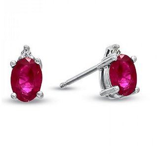CEYLONMINE- Ruby silver earrings IGI Ruby stone stylish stud earrings for Women & Girls CEYLONMINE- Ruby silver earrings IGI Ruby stone stylish stud earrings for Women & Girls