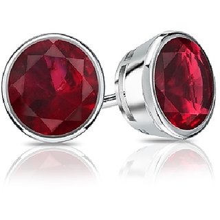                       Ruby stone 92.5 sterling silver earrings for women & Girls Precious & astrological stone ruby(manik) stud earrings BY CEYLONMINE                                              