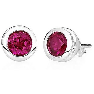                       92.5 sterling silver ruby(manik) earrings unheated & lab certified ruby stud earrings By CEYLONMINE                                              