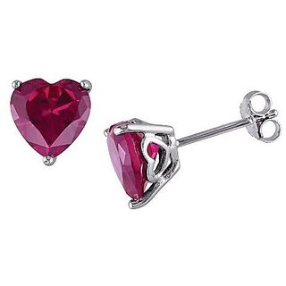                       Ruby/manik stud earrings lab certified & precious stone ruby(chuni)stone earrings in silver by CEYLONMINE                                              
