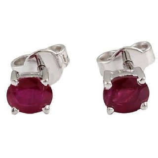 Ruby/manik stud earrings lab certified & precious stone ruby(chuni)stone earrings in silver by CEYLONMINE