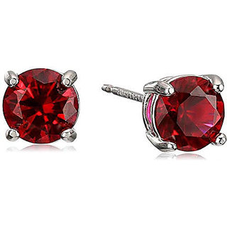                       Astrological  stone ruby/manik stone stud earrings original  certified   ruby(manik) stone silver earrings BY CEYLONMINE                                              