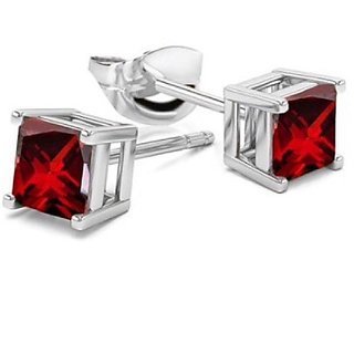                       CEYLONMINE- Original Ruby stone silver earring unheated & untreated precious stone rubyb stud earrings for Girls & women                                              