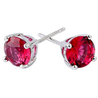                       Ruby stone 92.5 sterling silver earrings for women & Girls Precious & astrological stone ruby(manik) stud earrings BY CEYLONMINE                                              
