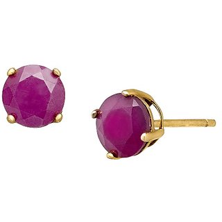                       CEYLONMINE- Natural Ruby  Gold Plated Earring Lab Certified & Unheaed IGI Ruby(chuni) stone Earrings For Girls & Women                                              