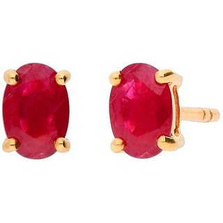                       Ruby Stud Gold Plated Earrings Lab Certified & Effective stone Ruby Stylish Gold Plated Earrings BY CEYLONMINE                                              