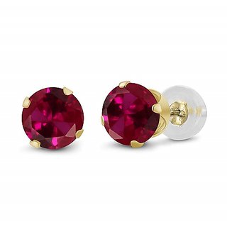                       Gold Plated ruby(manik) earrings unheated & lab certified ruby stud earrings By CEYLONMINE                                              