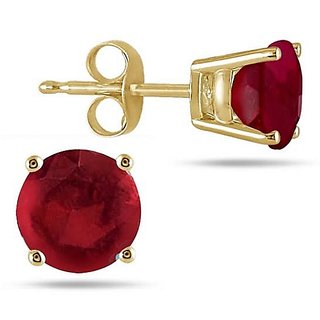                       Ruby/manik stud earrings lab certified & precious stone ruby(chuni)stone earrings in Panchdhatu by CEYLONMINE                                              