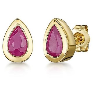                       CEYLONMINE- Ruby gold plated earrings IGI Ruby stone stylish stud earrings for Women & Girls                                              