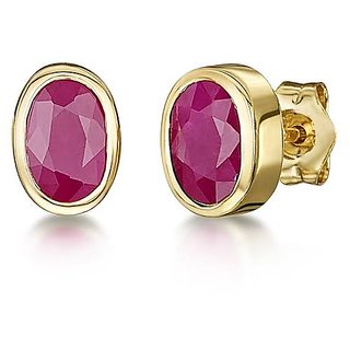 CEYLONMINE- Original Ruby stone gold plated earring unheated & untreated precious stone ruby stud earrings for Girls & women CEYLONMINE- Original Ruby stone gold plated earring unheated & untreated precious stone ruby stud earrings for Girls & women