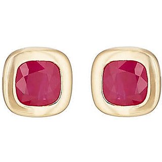                       Ruby stone gold plated earrings for women & Girls Precious & astrological stone ruby(manik) stud earrings BY CEYLONMINE                                              