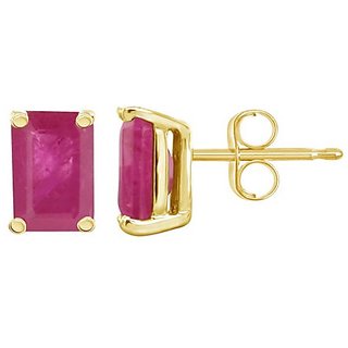 Unheated & untreated stone natural ruby earrings IGI ruby(manik) stone stud gold plated earrings - CEYLONMINE Unheated & untreated stone natural ruby earrings IGI ruby(manik) stone stud gold plated earrings - CEYLONMINE