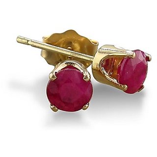                       CEYLONMINE- precious stone ruby stud earrings in panchdhatu certified  effective gemstone ruby(chuni) earrigns for girls  women                                              