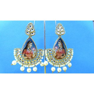                       Rajastani Handpainted Dulhan Lotus Earring                                              