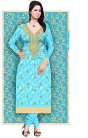 KITTA Cotton Unstitched Salwar Kameez Dress Material with Dupatta for Women Sky Blue