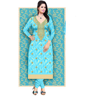 KITTA Cotton Unstitched Salwar Kameez Dress Material with Dupatta for Women Sky Blue