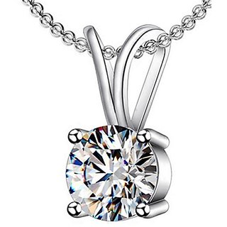                       CEYLONMINE Diamond pendant original & unheated stone american diamond silver pendant for women & girl                                              