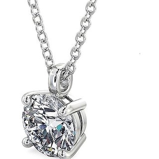                       CEYLONMINE Natural Diamond Pendant original & unheated stone ( american diamond ) silver pendant for Women & Girls                                              