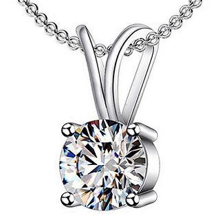 CEYLONMINE Certified single diamond stone silver metal pendant American Daimond stone locket/pendant for women girls CEYLONMINE Certified single diamond stone silver metal pendant American Daimond stone locket/pendant for women girls