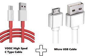Larecastle USB Type C Cable 4 A 1 m VOOC DASH WARP DART Flash Charging Type-C Cable and Micro USB Cable