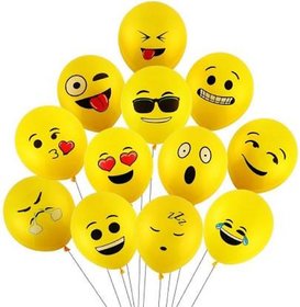 GNGS Printed Emoji Balloons (Yellow, Pack of 50)