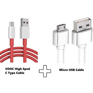                       Larecastle USB Type C Cable 4 A 1 m VOOC DASH WARP DART Flash Charging Type-C Cable and Micro USB Cable                                              