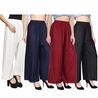                       Uner womn free size pack of 4 palazzo                                              