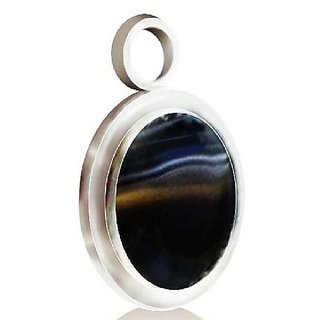                       CEYLONMINE Natural Agate Pendant original & unheated stone 9.25 ratti ( hakik agate ) silver pendant for unisex                                              