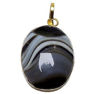                       CEYLONMINE  -hakik agate stone pendant 9.25 ratti natural & lab certified stone agate gold plated pendant for women & girls                                              