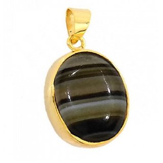                       CEYLONMINE Natural Agate Pendant original & unheated stone 9.25 ratti ( hakik agate ) gold plated pendant for unisex                                              