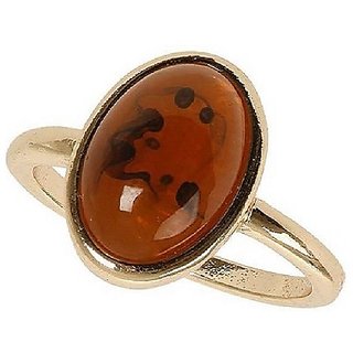                       CEYLONMINE- Original gold plated Adjustable ring Precious  Effective Stone  amber Ring For Unisex                                              