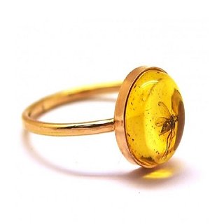                       CEYLONMINE- amber gold plated Ring For Astrological Purpose Original  Stone Finger Ring for unisex                                              