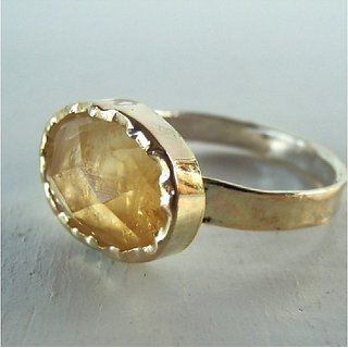                       CEYLONMINE- amber Stylish Ring unheated IGI Amber  Gold Plated Designer Ring For Unisex                                              