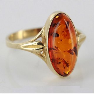                       CEYLONMINE- Original Amber Stone Ring Original  Natural  Gold Plated Ring Adjustable Ring For Unisex                                              