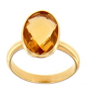                       CEYLONMINE- IGI Amber Gold Plated Ring Lab Certified  Precious Stone Ring For Unisex                                              
