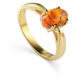                       CEYLONMINE- Amber Stylish Ring  amber gold Plated Designer Ring For Unisex                                              
