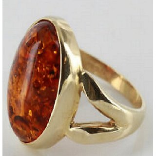                       CEYLONMINE- Amber Silver Ring With Lab Certificate For Astrological Purpose for unisex                                              