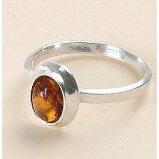                       CEYLONMINE- Unheated Amber Stylish Ring Amber Silver Plated Designer Ring For Unisex                                              