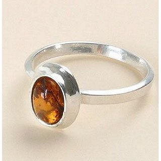                       CEYLONMINE- Amber Stone  Ring Original  Natural Amber silver Ring Adjustable Ring For Unisex                                              